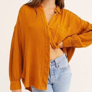 We The Free People Hidden Valley Oversized Blouson Button Down Shirt